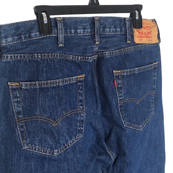 Levis 501 Jeans Mens 38x30 Blue Denim Straight Leg Button Fly Classic Fit - Picture 4 of 16